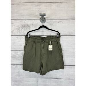 A New Approach Women's Green Washed Elastic Waist Shorts Size 12